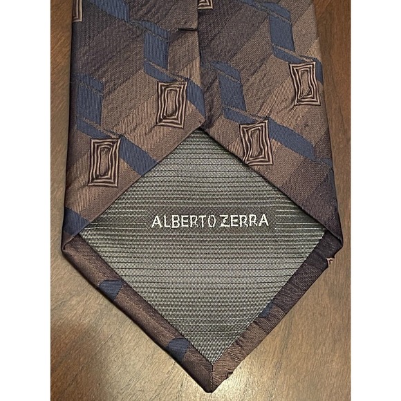 Alberto Zerra Roma New York Hand Made Silk Blend Men’s Neck Tie Made In China - Picture 2 of 9